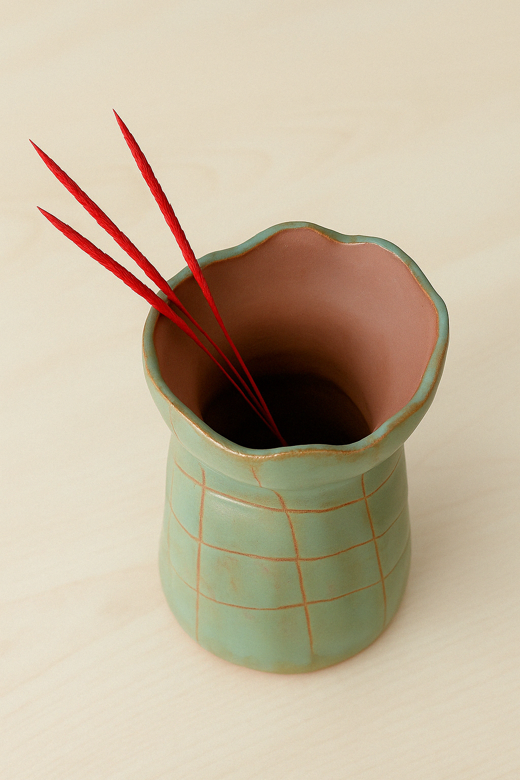 Handmade Green Ceramic Vase – Rustic Home Décor Accent