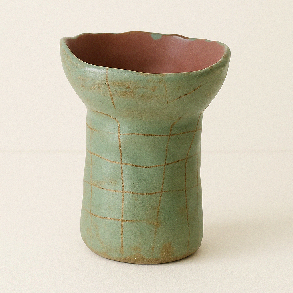 Handmade Green Ceramic Vase – Rustic Home Décor Accent