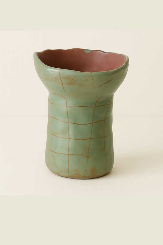 Handmade Green Ceramic Vase – Rustic Home Décor Accent