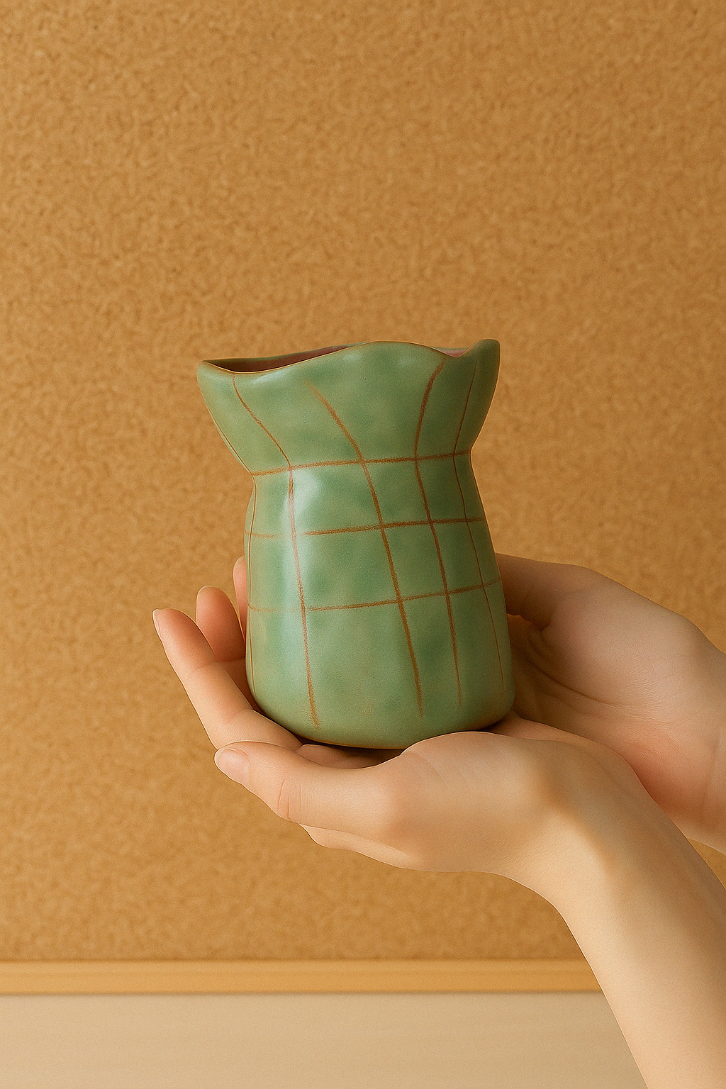 Handmade Green Ceramic Vase – Rustic Home Décor Accent
